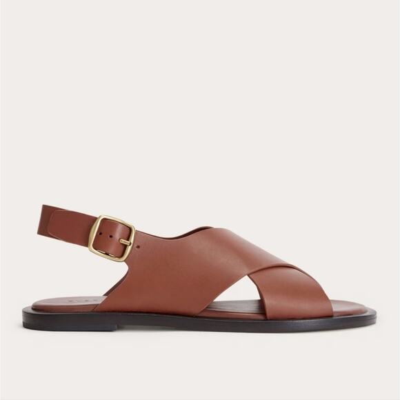 Everlane The City Crossover Sandal Brown Leather Rum Ankle Strap - Women’s 8.5 - Picture 3 of 10